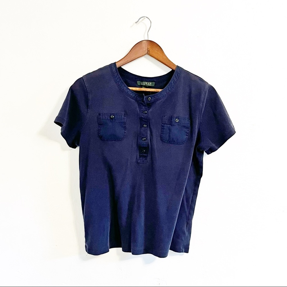 Ralph Lauren 100% Cotton Navy Button Tee